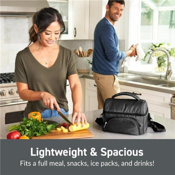 Insulated lunch bag tote leakproof large cooler with strap for work school trave - Picture 2 of 7